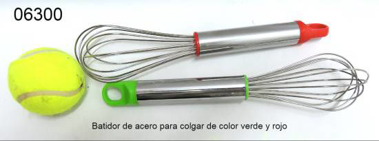 Imagen de BATIDOR DE ACERO  PARA COLGAR COLOR VERDE Y ROJO 3.24